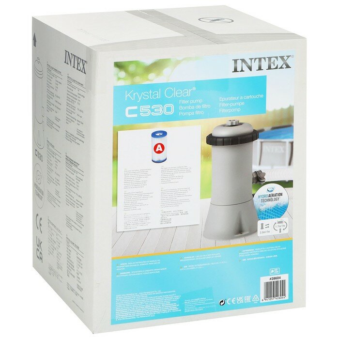 INTEX Фильтр-насос для бассейнов с картриджем типа «A», 2006 л/ч, 220-240V, 28604 INTEX - фотография № 4