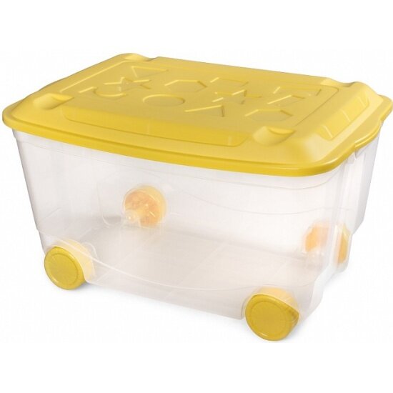 Ящик для игрушек пластишка на колесах 580х390х335 мм, бесцветный