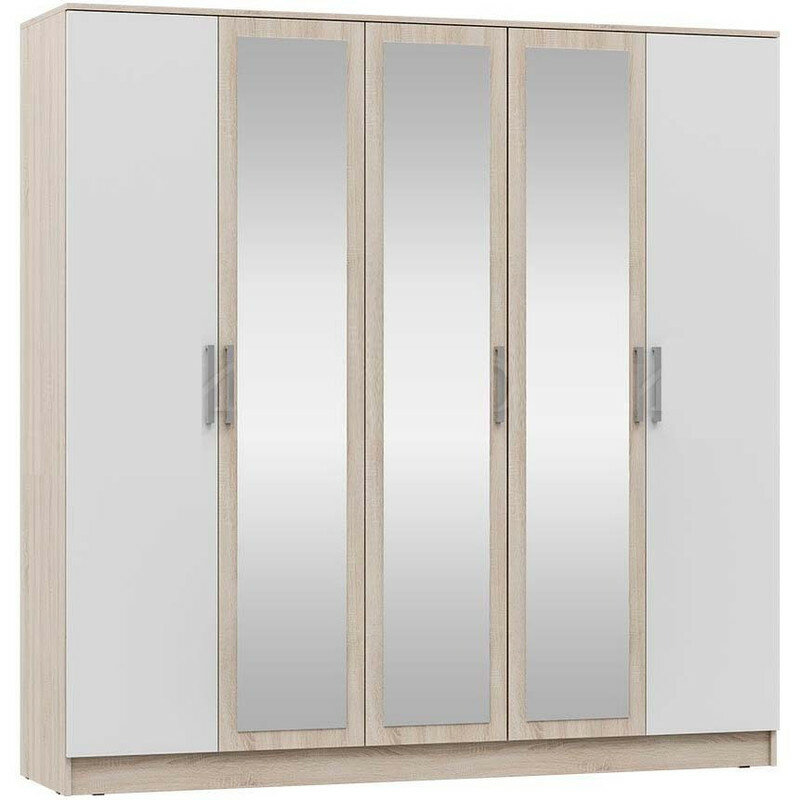 Шкаф Мартина для одежды 5-дверный (Белый, сонома), 201,6х52х200 - фотография № 1