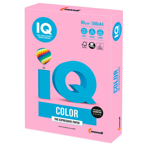 Бумага цветная IQ Color (А4, 80г/м², NEOPI-розовый неон, 500 листов)