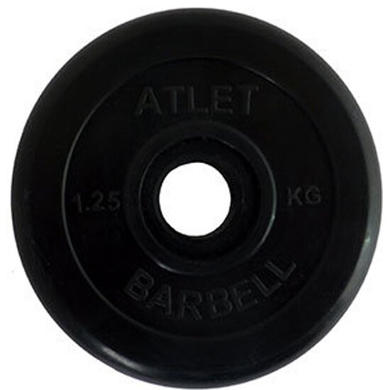 Диск MB BARBELL Barbell обрезиненный, черный, диаметр 26 мм, 1.25 кг