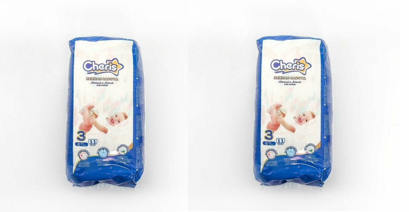 фото Cheris Подгузники, размер M-3, 6-11кг, 11шт, 2 упаковки