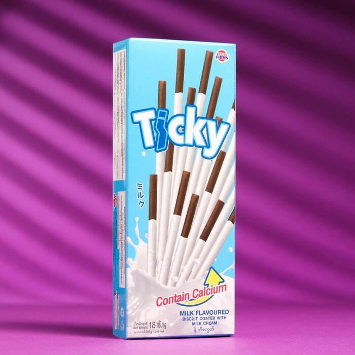 Бисквитные палочки Ticky покрытые молочным кремом, 20 г - фотография № 1
