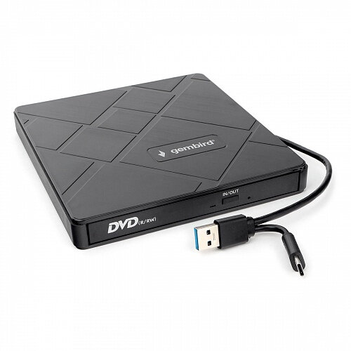 Внешний DVD-привод USB 3.0 со встроенным кардридером и хабом Gembird DVD-USB-04 пластик черный