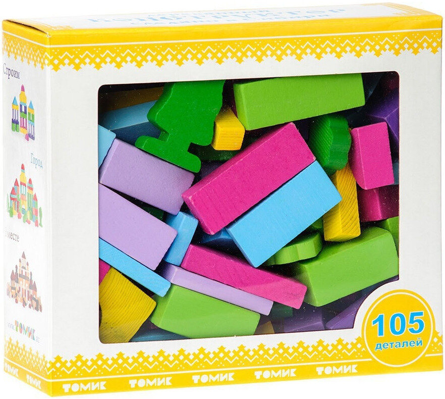 Деревянный цветной конструктор Томик "Краски дня. Вечер", игровой набор из 105 деталей