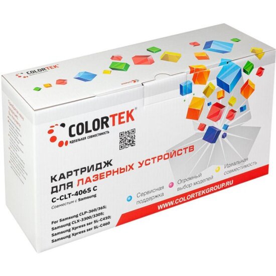 Картридж лазерный COLORTEK CT-CLTC406S (C406) голубой для принтеров Samsung