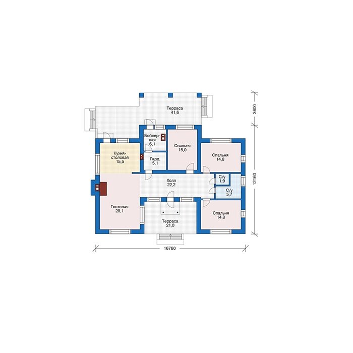 Проект дома Plans-56-24 (129 кв.м, газобетон) - фотография № 2