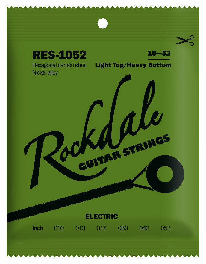 ROCKDALE RES-1052 Струны для электрогитары с шестигранным сердечником и никелевым покрытием. Цветная бобышка в основании струны соответствует номеру с