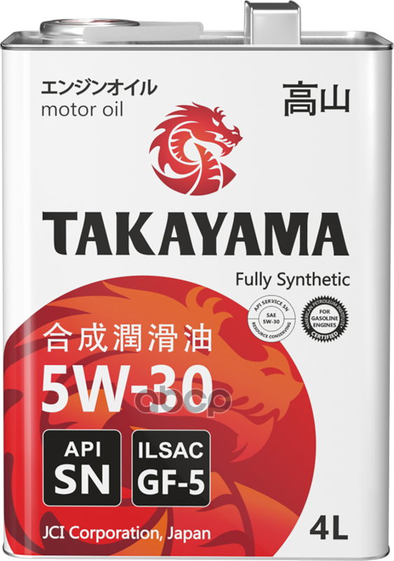 TAKAYAMA Масло Takayama Sae 5w-30 Ilsac Gf-5, Api Sn 4л Синтетика