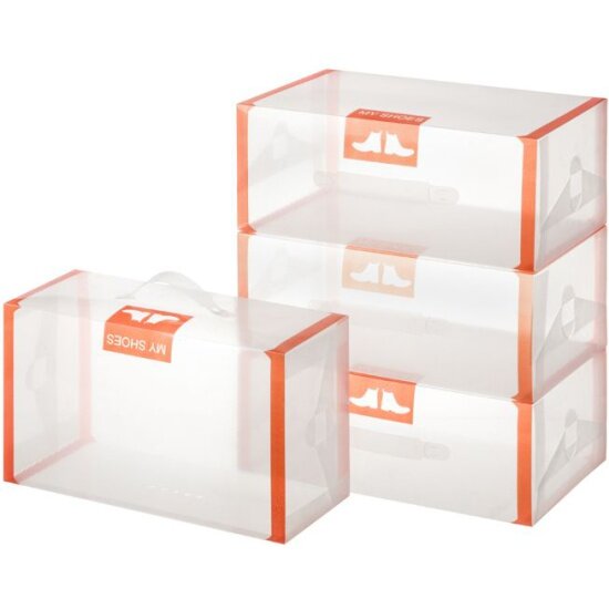Набор из 4-х коробок для хранения обуви EL CASA "Оранжевая кайма"