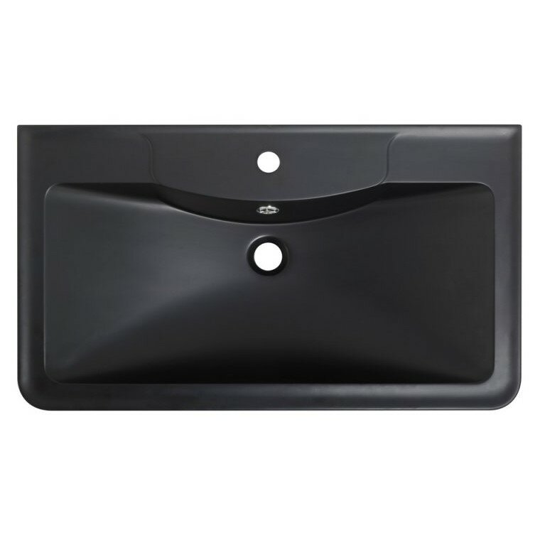 Раковина из искусственного камня BelBagno BB800/455-LV-ART-ALR-NERO 800х455х145 Полувстраиваемая/подвесная, цвет матовый черный - фотография № 2