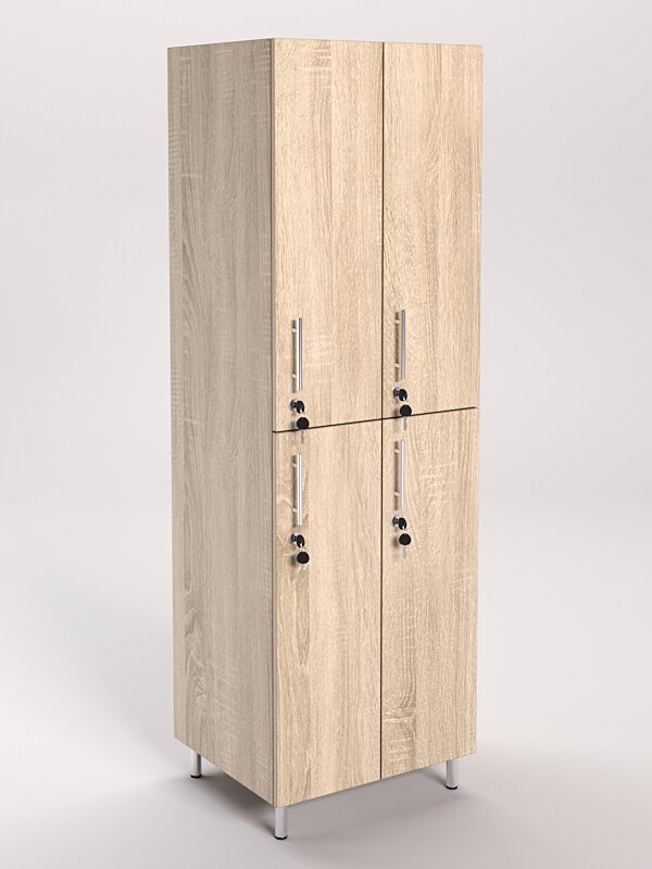Шкаф для раздевалок 2-секционный 4х-местный Дуб Сонома 60 x 52 x 190 см (ДхШхВ)