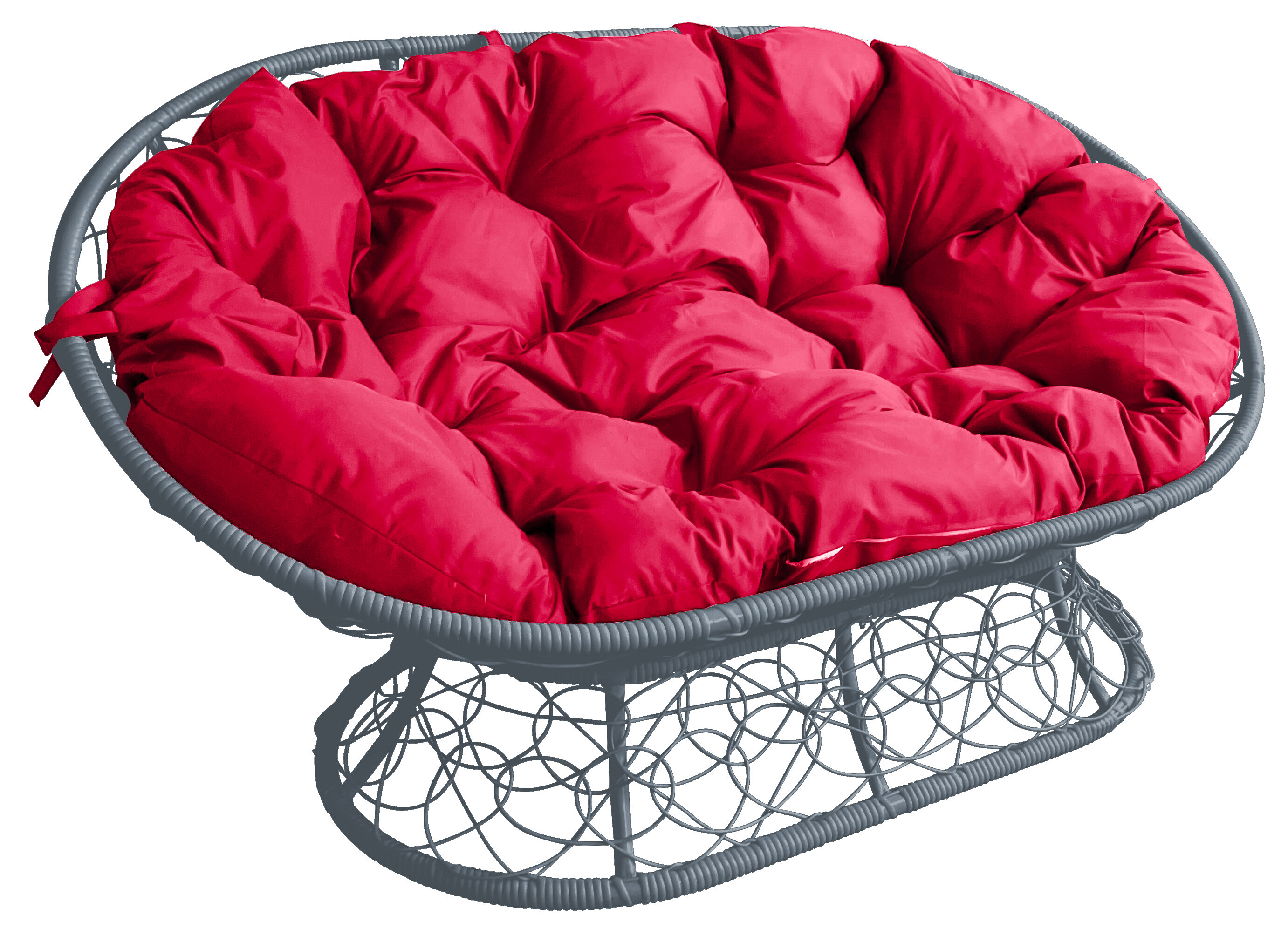 Диван мамасан ротанг серый, красная подушка