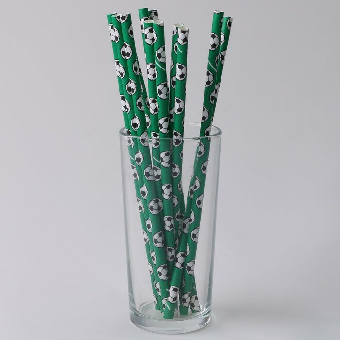 Трубочки для коктейля «Футбол», набор 12 шт., цвет зеленый - фотография № 3