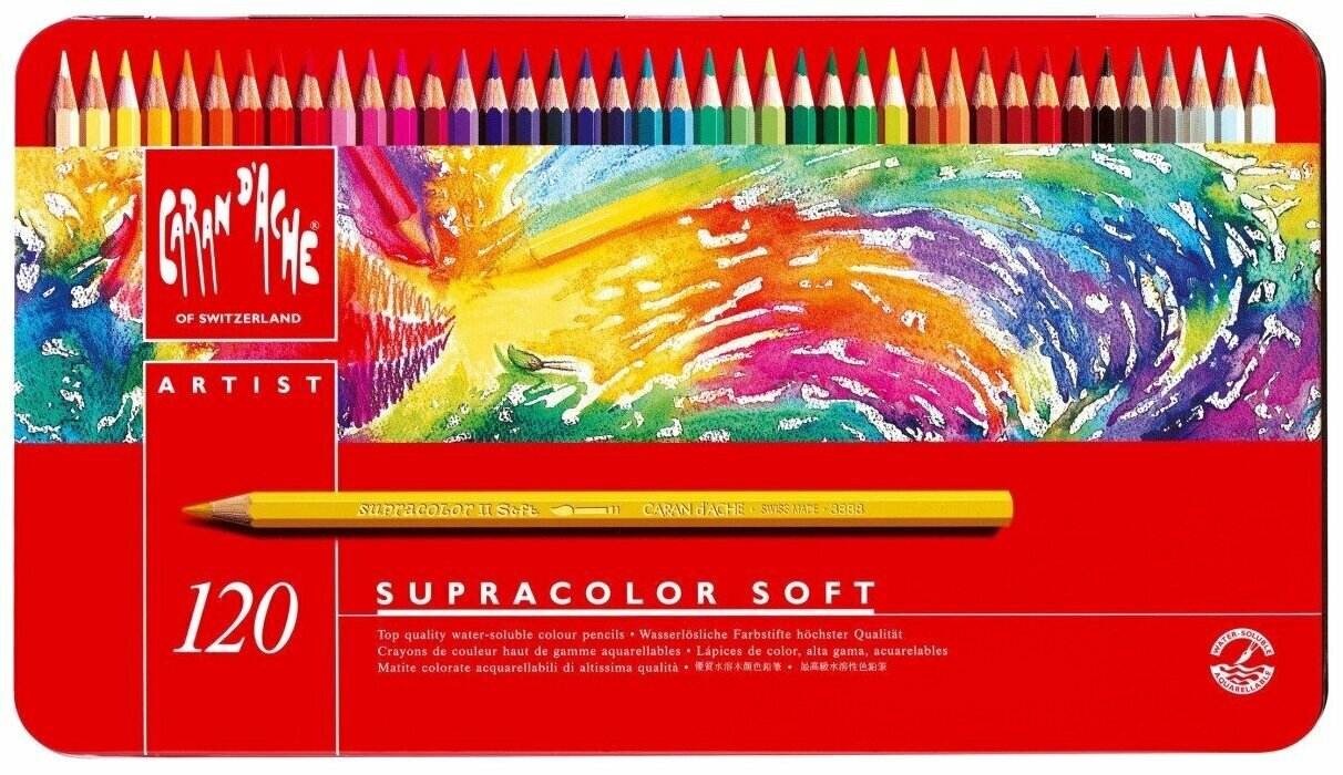 CARAN D'ACHE Карандаши цветные Supracolor Акварель 120 цветов (CA3888.420)