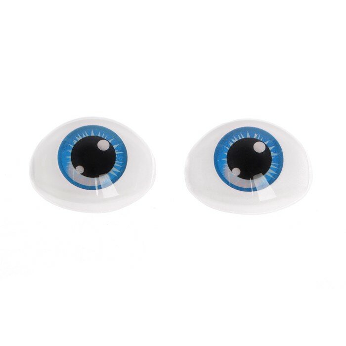 Глаза, набор 10 шт, размер 1 шт: 11,6x15,5 мм, цвет синий - фотография № 1