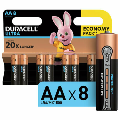 Батарейки Duracell UltraPower пальчиковые AA LR6-8BL (8 штук в упаковке)