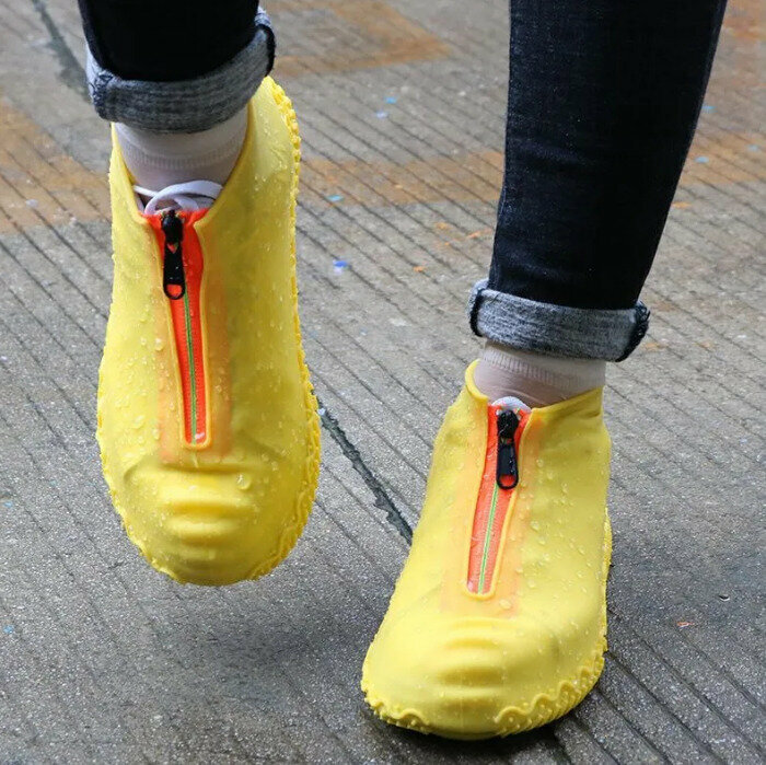 Чехол для обуви силиконовый Размер L 39-42 на молнии чехлы для ботинок от дождя, водонепроницаемые сапоги от дождя - фотография № 5