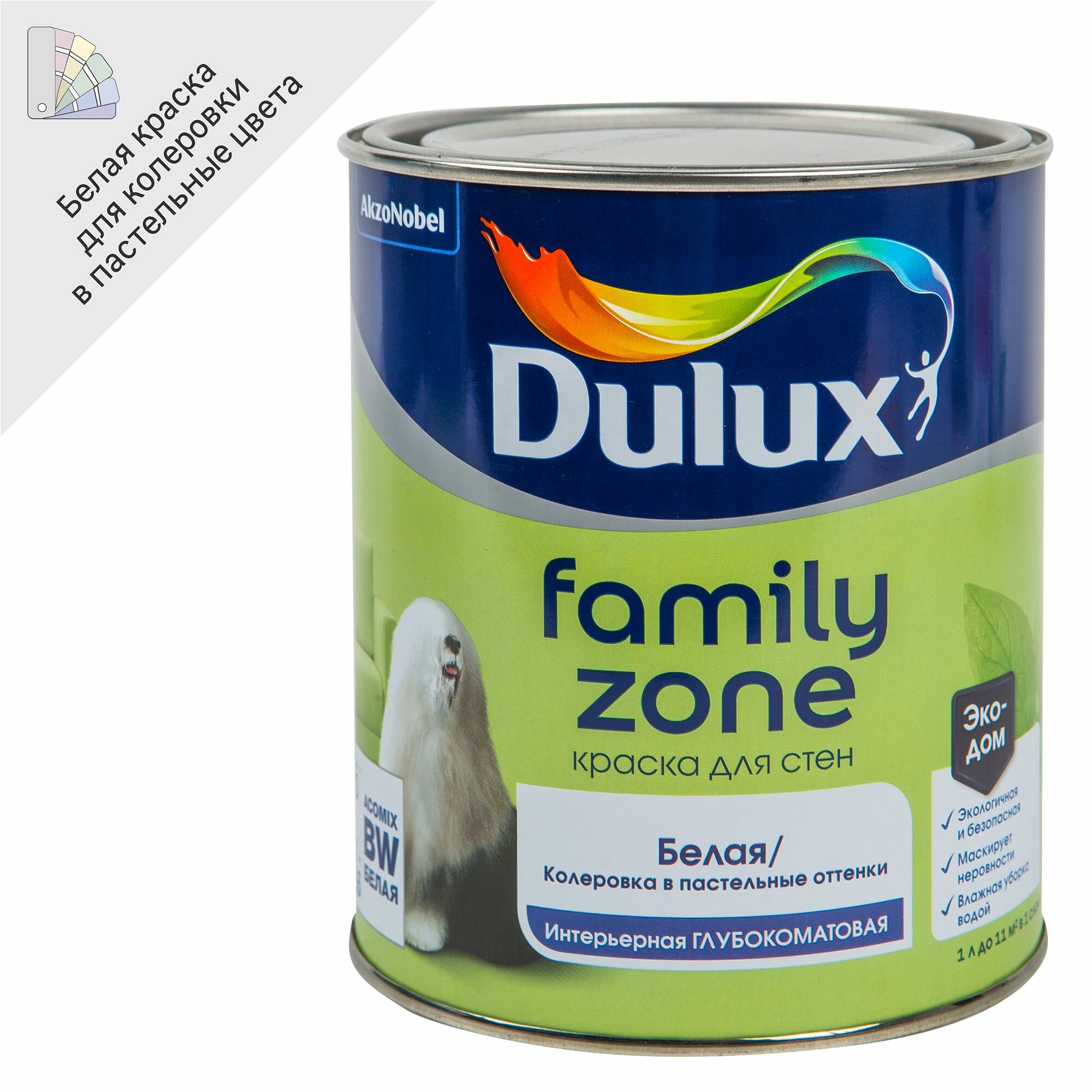 Краска для стен и потолков Dulux Family Zone база BW 1 л