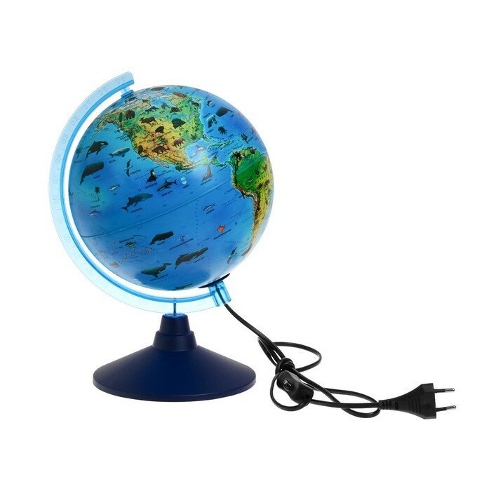 Глобус зоогеографический "Глобен", интерактивный, диаметр 210 мм, с подсветкой, с очками./В упаковке шт: 1