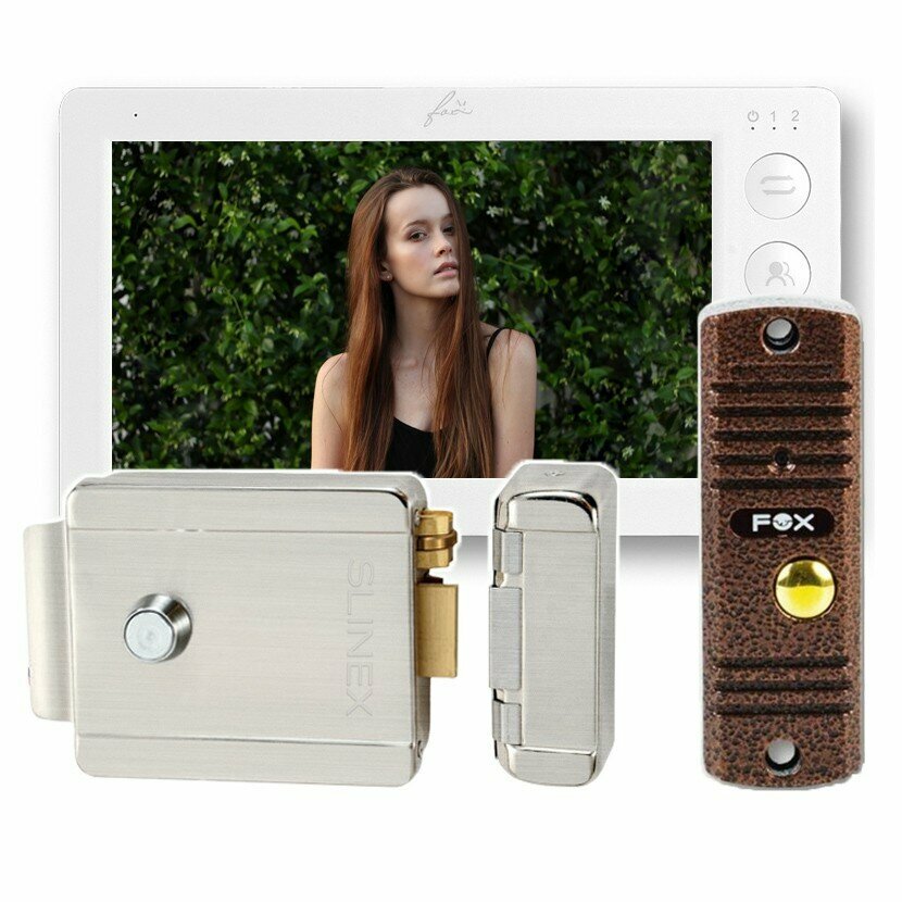Комплект видеодомофона с электромеханическим замком для дома Optima (белый монитор)