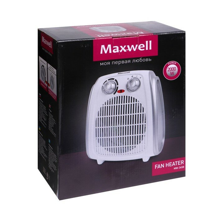 Тепловентилятор Maxwell MW-3458 W, 1000/2000 Вт, до 20 м2, белый - фотография № 5