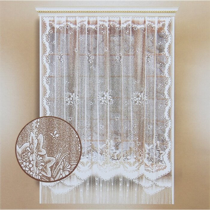 фото Тюль на кухню без шторной ленты, 170х200 см, цвет белый, 100% полиэстер