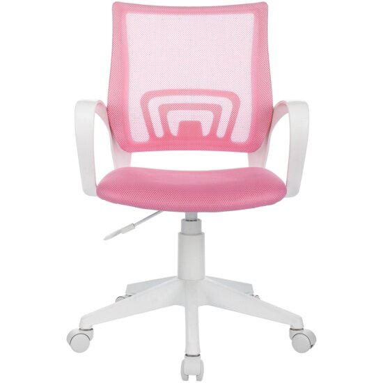 фото Кресло офисное Helmi HL-M95 R (W695) "Airy", спинка сетка розовая/сиденье ткань TW розовая, пиастра, пластик белый