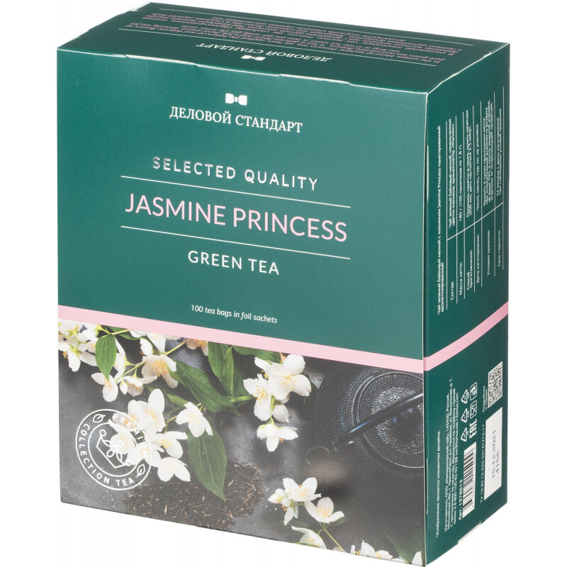 Чай Деловой Стандарт Jasmine princess зелен.с жасмин. 100 пакx1,8гр/уп - фотография № 3