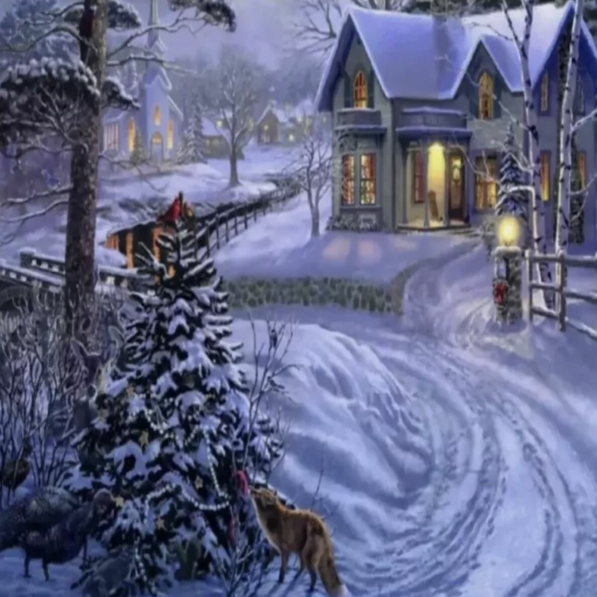 фото Алмазная мозаика на подрамнике 30х40 см Полная выкладка круглые стразы Зима