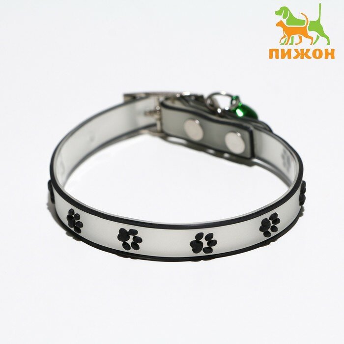 фото Ошейник "Лапки", 28 х 1 см, ОШ 18-24 см, прозрачный/чёрный, 2 штуки
