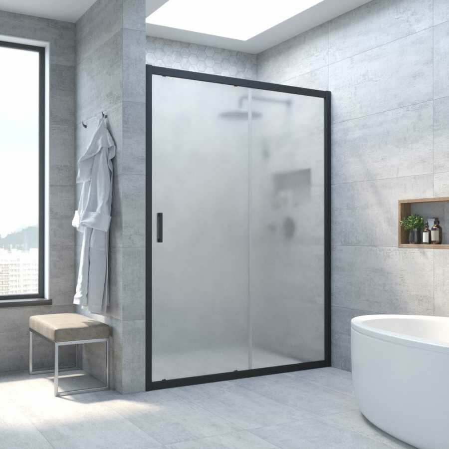 фото Душевая дверь в нишу Vegas Glass ZP NOVO 125 02М 10 125 см, профиль матовый черный, стекло сатин