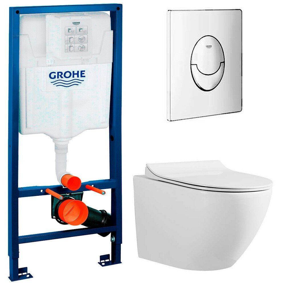 Инсталляция Grohe Rapid SL 38721001 + унитаз Grossman GR-4455 безободковый с сиденьем