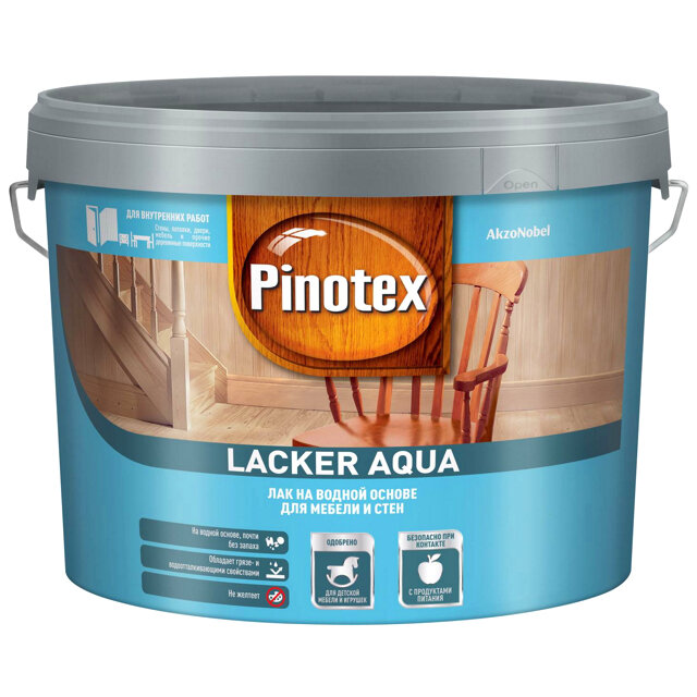 PINOTEX Lacker Aqua 70 лак на водной основе для мебели и стен глянцевый (9л)