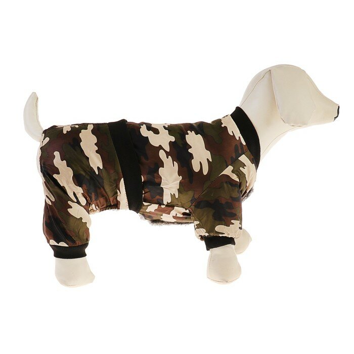 Комбинезон для собак на меховом подкладе с капюшоном, размер S - фотография № 2