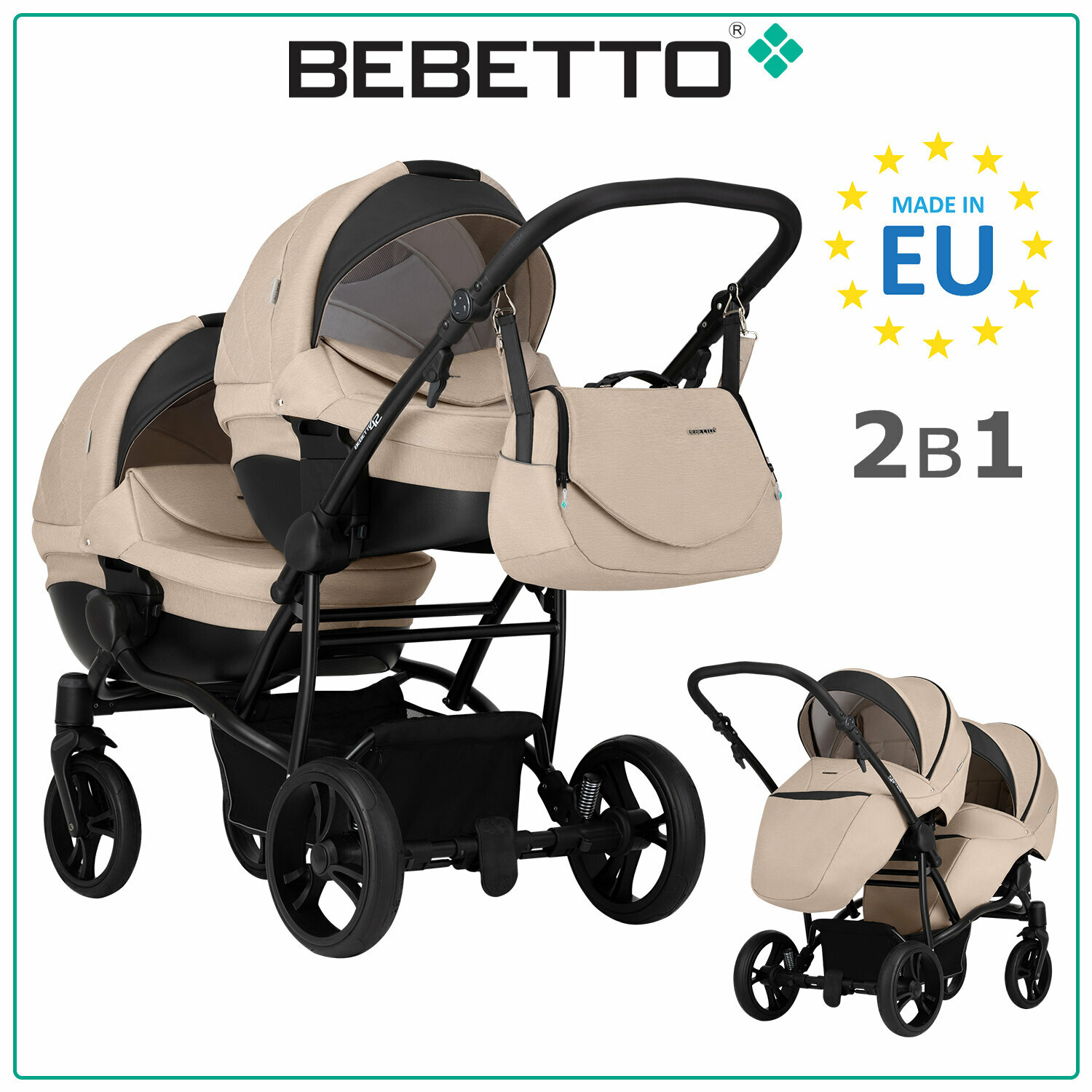 Коляска для двойни Bebetto42 Comfort (2 в 1) 01_CZA