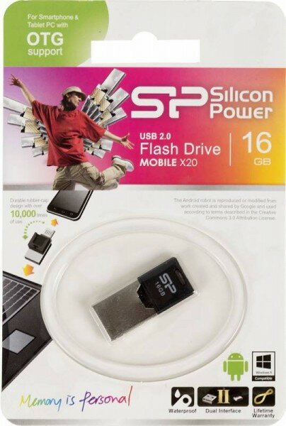 Флешка Silicon Power 16Gb Mobile X20 SP016GBUF2X20V1K USB2.0 SP016GBUF2X20V1K