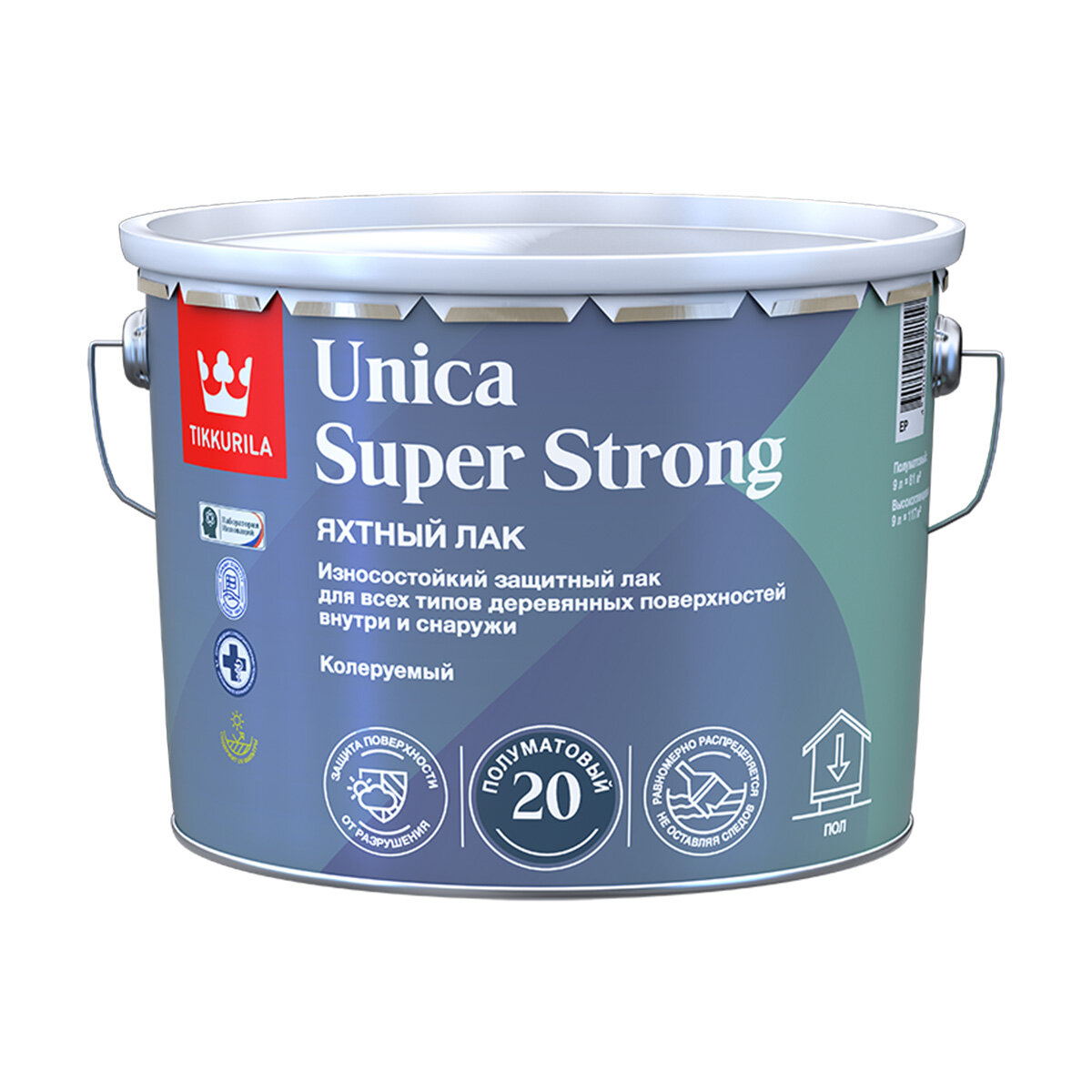 TIKKURILA UNICA SUPER STRONG EP лак универсальный износостойкий высокоглянцевый (9л)