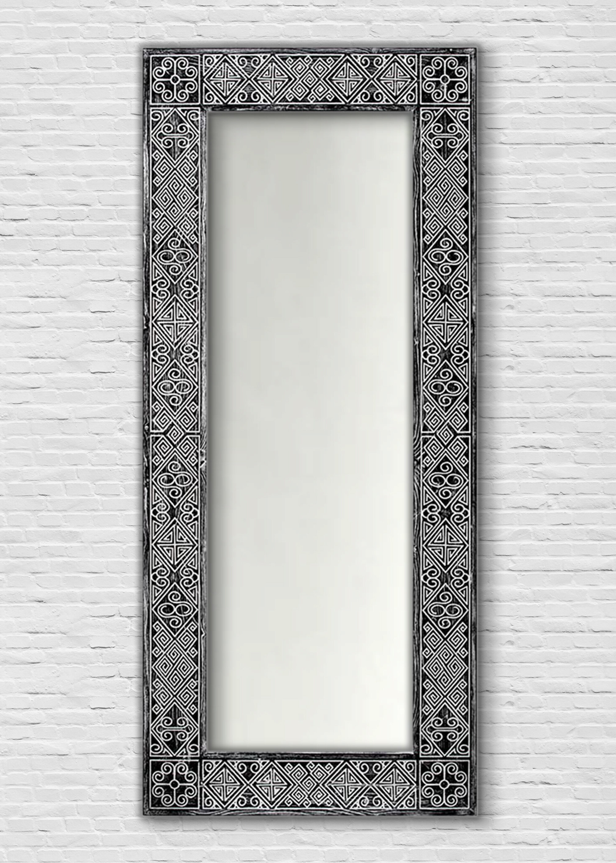 Зеркало интерьерное напольное, в полный рост в деревянной раме Papua 70 x170 см, черное - фотография № 3