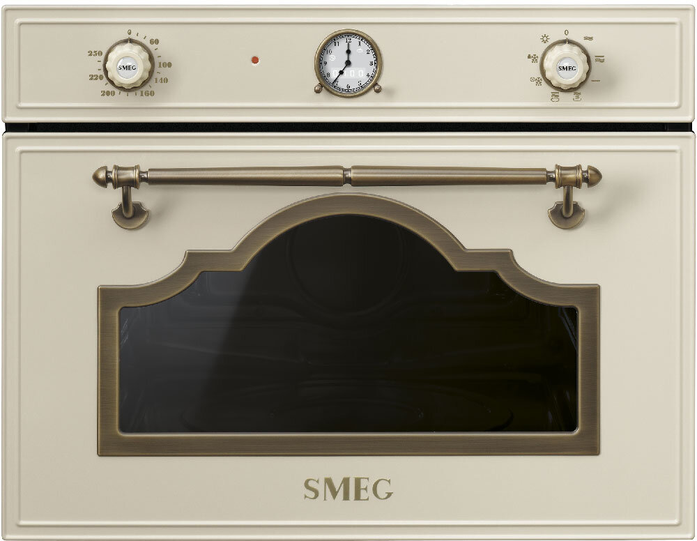 Микроволновая печь SMEG SF4750MPO кремовый/золотистый, 40л, 3300Вт ,гриль (встраиваемая)