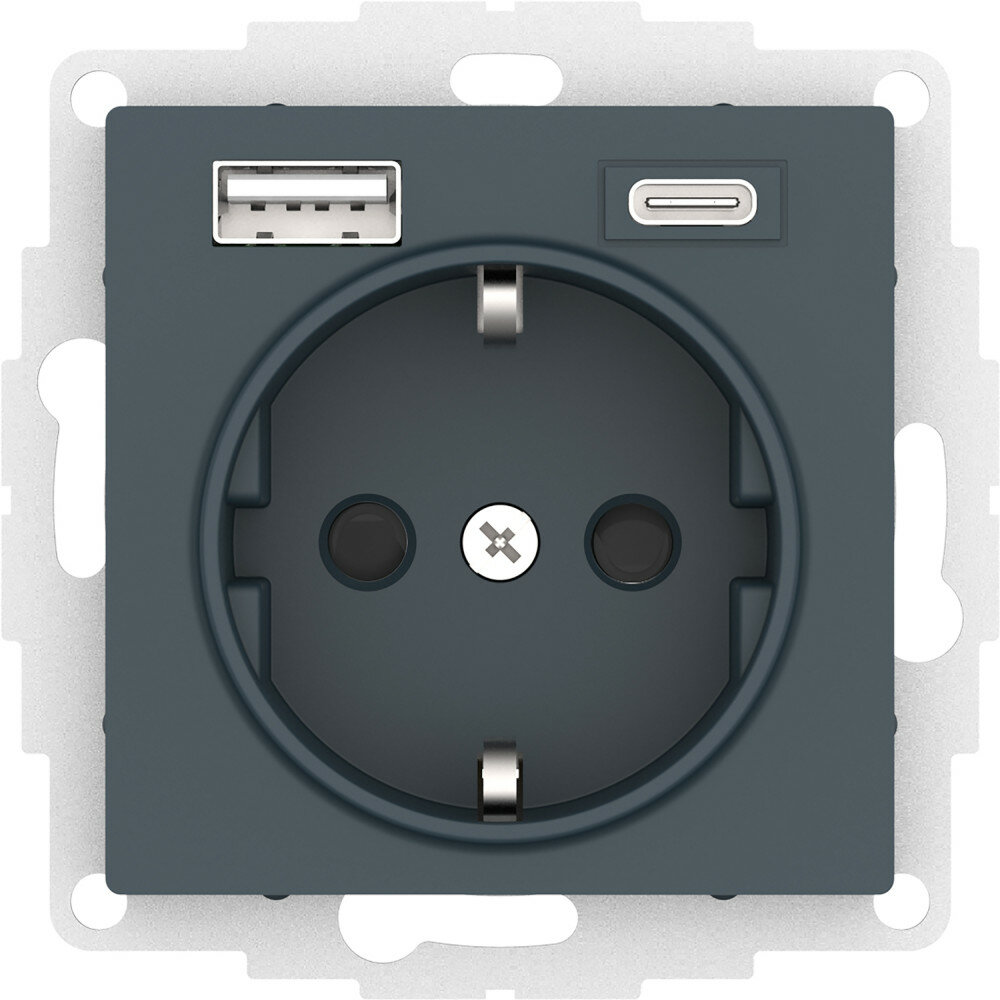 ATN000832 SE AtlasDesign Изумруд Розетка 16А с USB A+С (5В/2,4А/3 А, 2х5В/1,5А), мех Schneider electric - фото №1