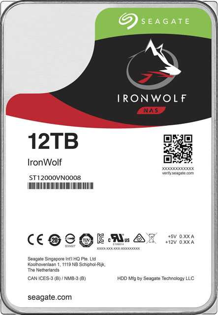 Жесткий диск Seagate Original SATA-III 12Tb ST12000VN0008 Ironwolf (7200rpm) 256Mb 3.5"