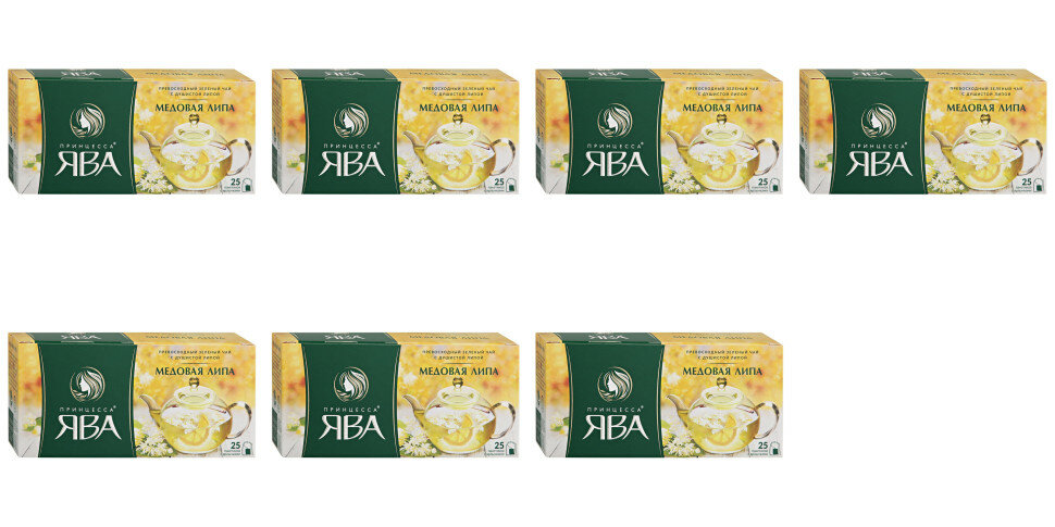 фото Чай зеленый в пакетиках для чашки Принцесса Ява Медовая липа, 25*1,5 г (комплект 7 шт.) 6014383
