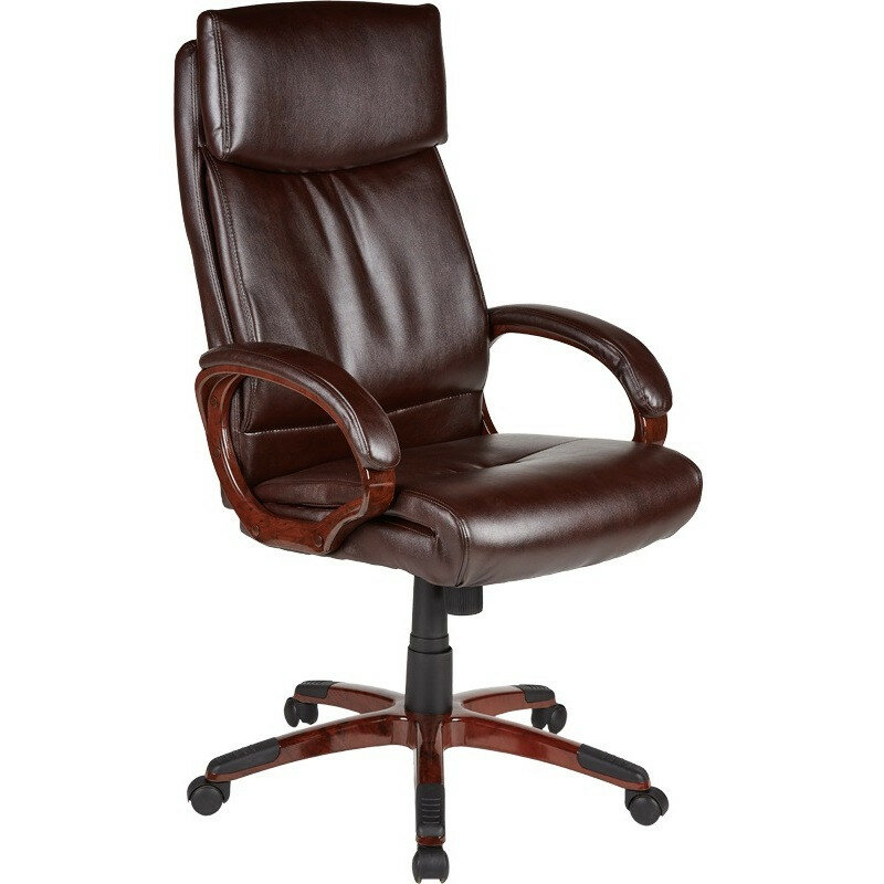 Кресло для руководителя EChair-628 TR коричневое (рециклированная кожа/пластик)