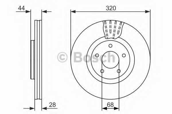 Диск тормозной перед для NISSAN QASHQAI / QASHQAI +2 I (J10, JJ10) 2.0 dCi Привод на все колеса BOSCH 0986479679