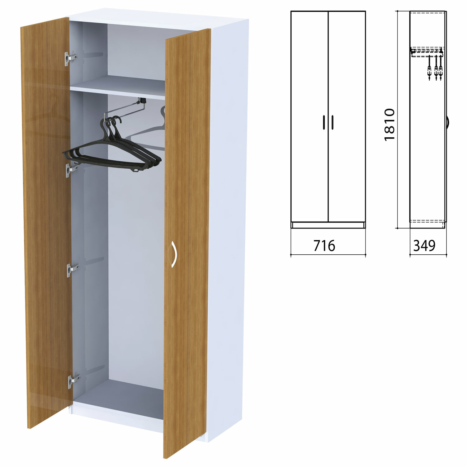 Шкаф для одежды «Бюджет», 716×349×1810 мм, орех французский (комплект)
