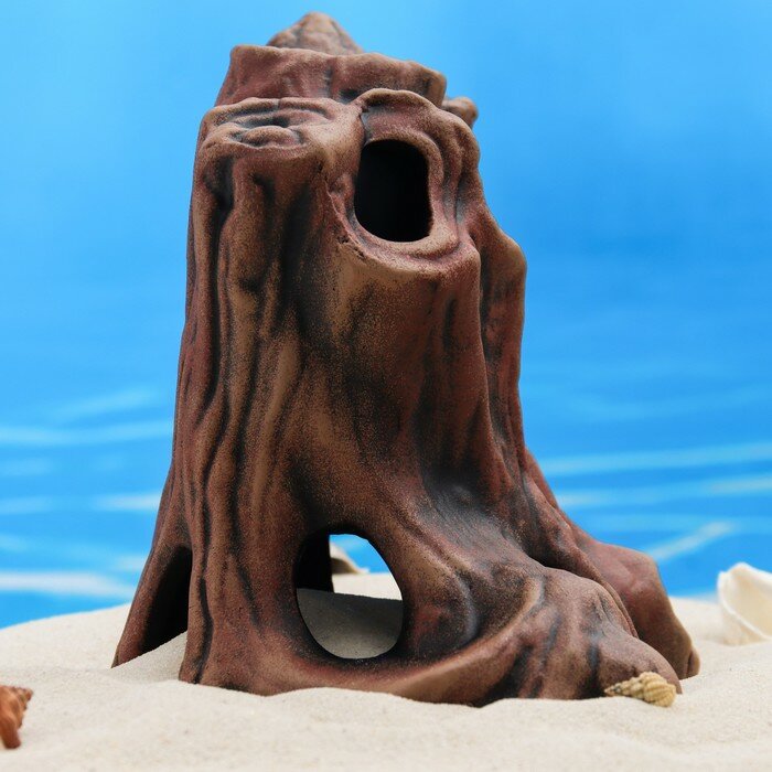 Декор для аквариума "Пенёк-грот", керамический, 17 х 15 х 15 см - фотография № 6