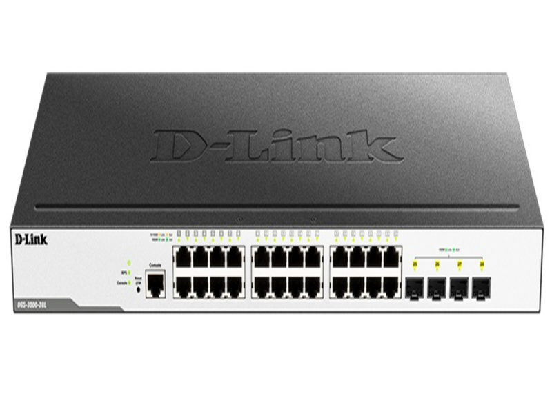 D-Link DGS-3000-28L/B1A управляемый коммутатор 2 уровня с 24 портами 10/100/1000Base-T и 4 портами 1000Base-X SFP
