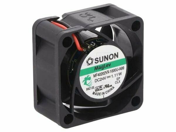 Вентилятор SUNON MF40202VX-A99-A, Вентилятор осевой, 24В DC, 40x40x20мм, подшипник Vapo, 18,25куб. м/ч, 27,5дБА, 1шт