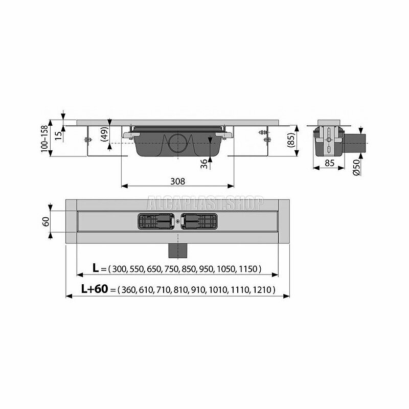 Душевой лоток Alcaplast APZ1S-1050 (APZ1-1050) без решетки - фотография № 2